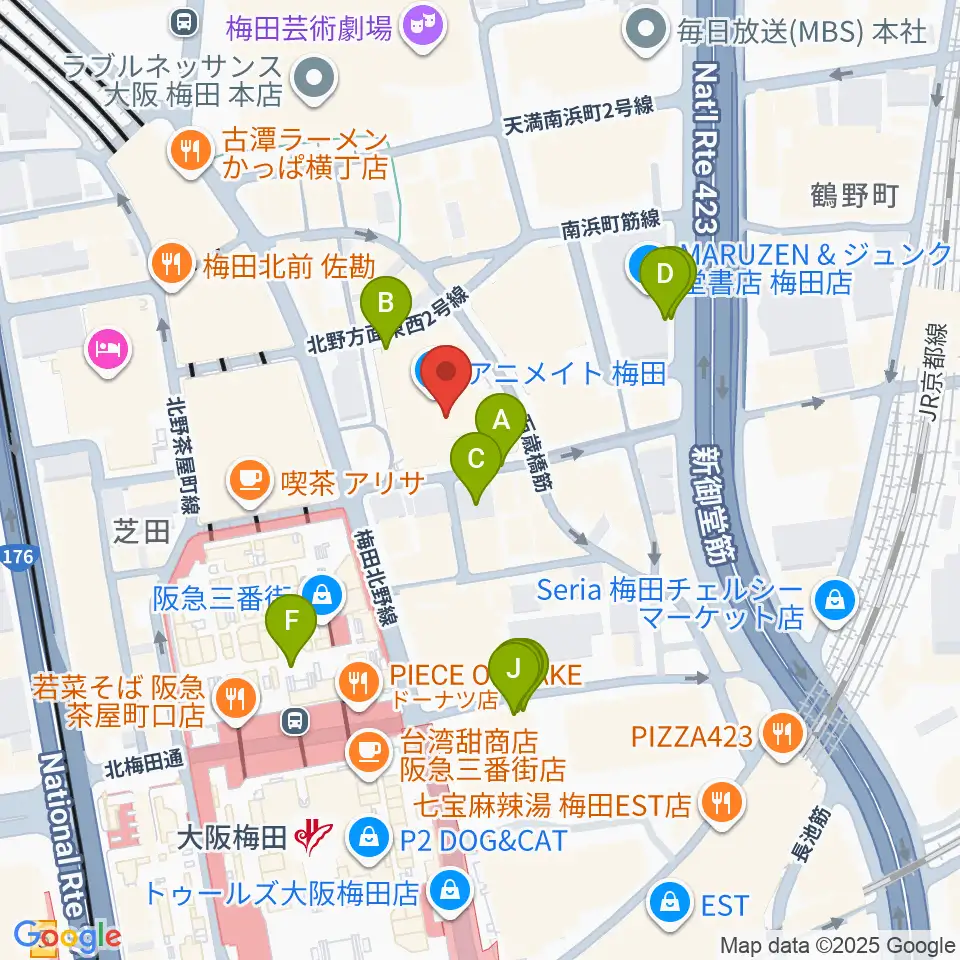 イシバシ楽器 梅田店周辺の駐車場・コインパーキング一覧地図