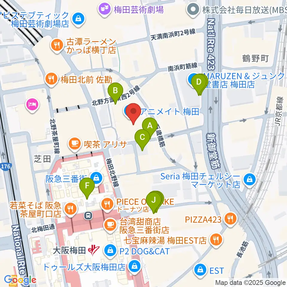 イシバシ楽器 梅田店周辺の駐車場・コインパーキング一覧地図