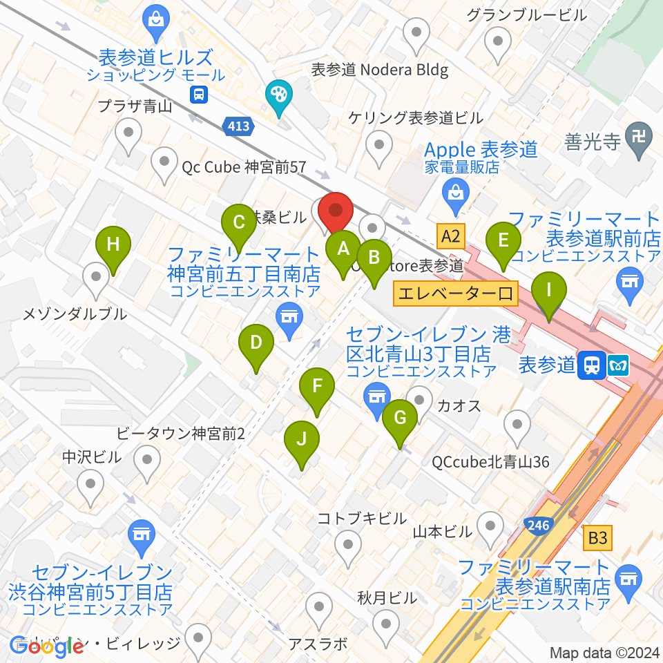 カワイ表参道周辺の駐車場・コインパーキング一覧地図