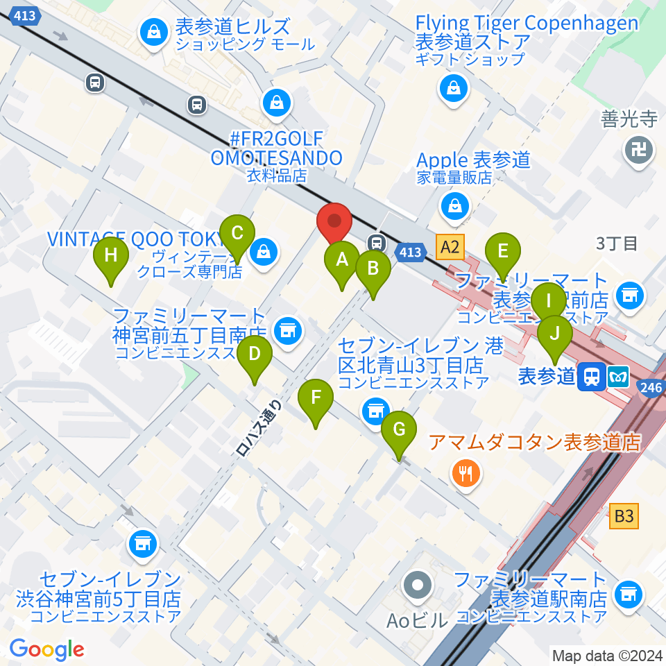 カワイ表参道周辺の駐車場・コインパーキング一覧地図