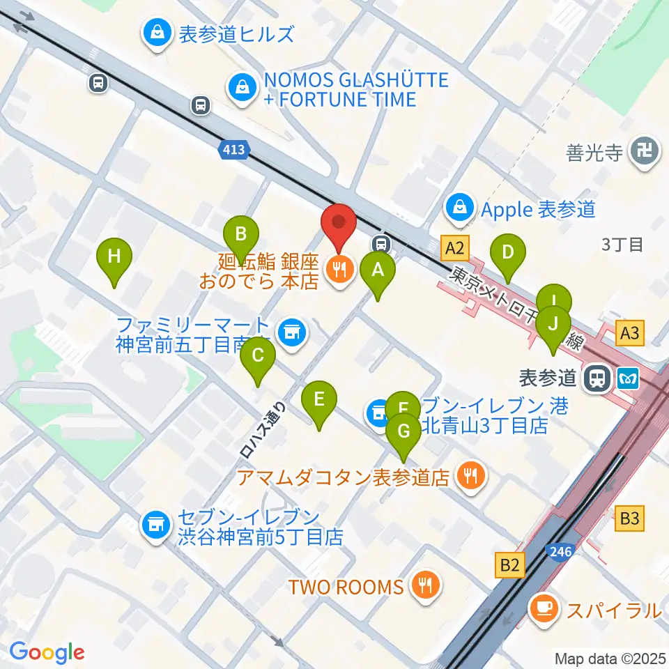 カワイ表参道周辺の駐車場・コインパーキング一覧地図
