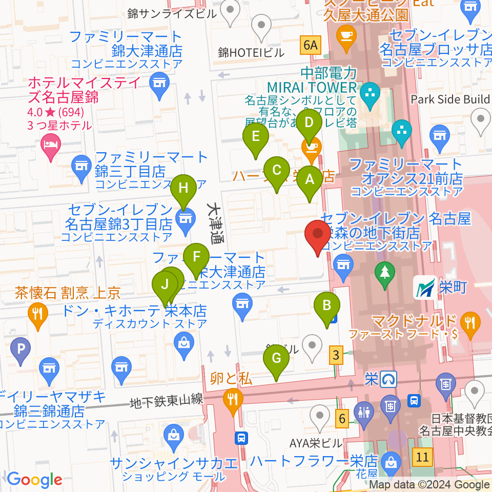 カワイ名古屋周辺の駐車場・コインパーキング一覧地図