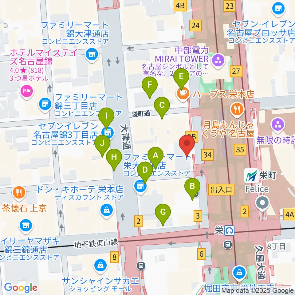 カワイ名古屋周辺の駐車場・コインパーキング一覧地図