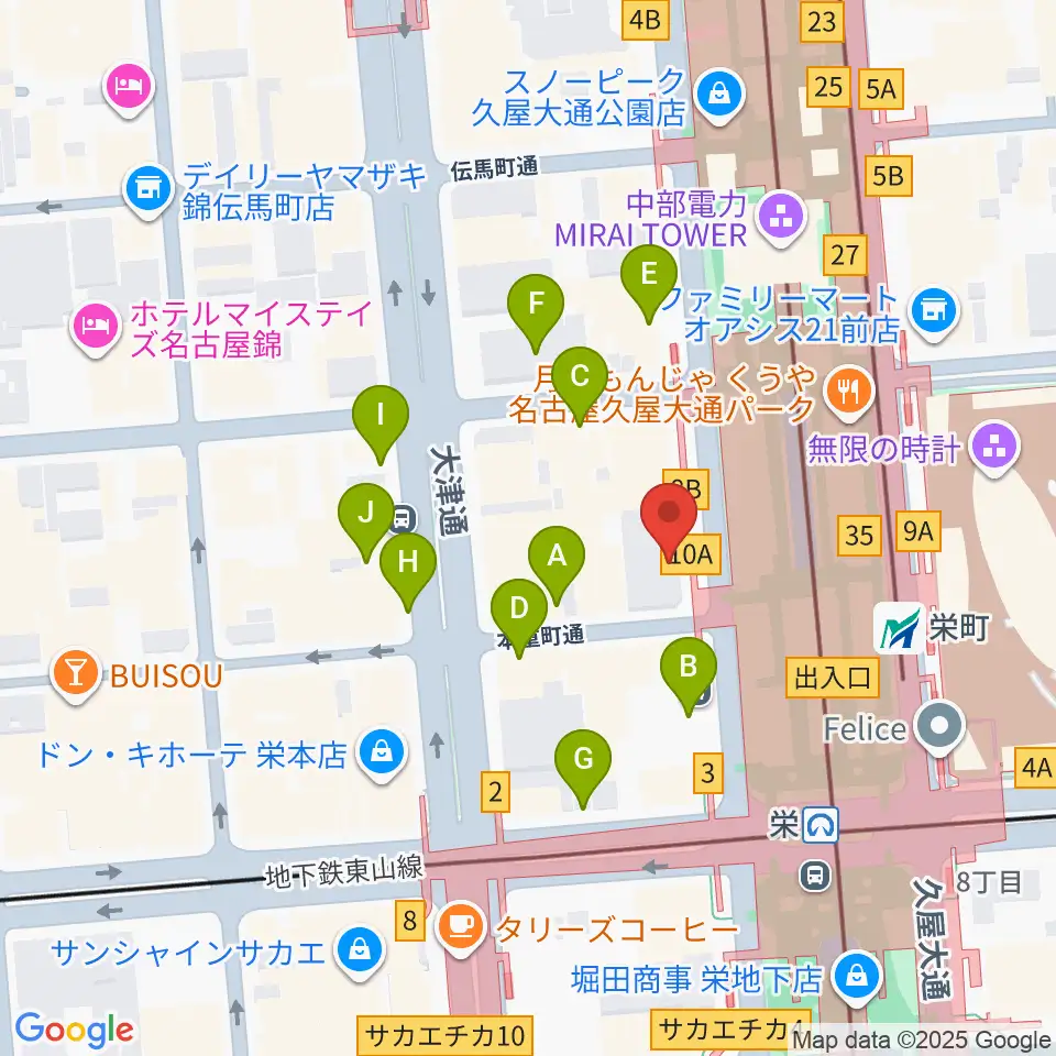 カワイ名古屋周辺の駐車場・コインパーキング一覧地図