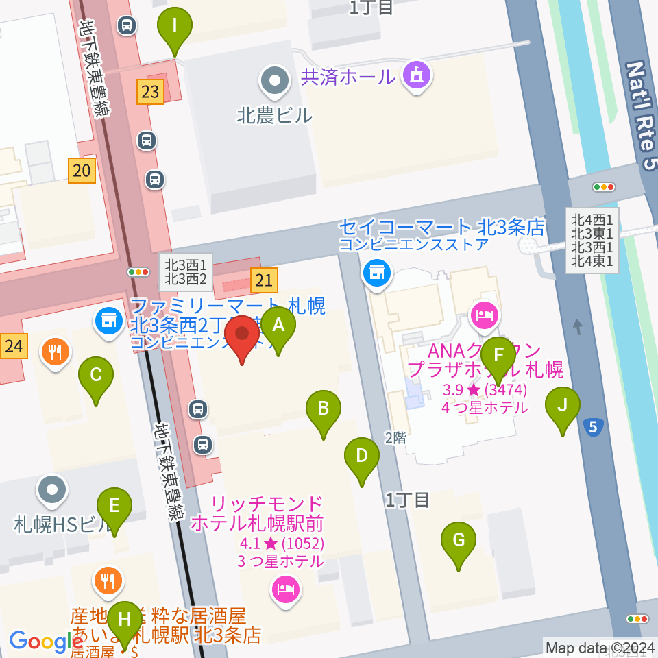 カワイ札幌周辺の駐車場・コインパーキング一覧地図