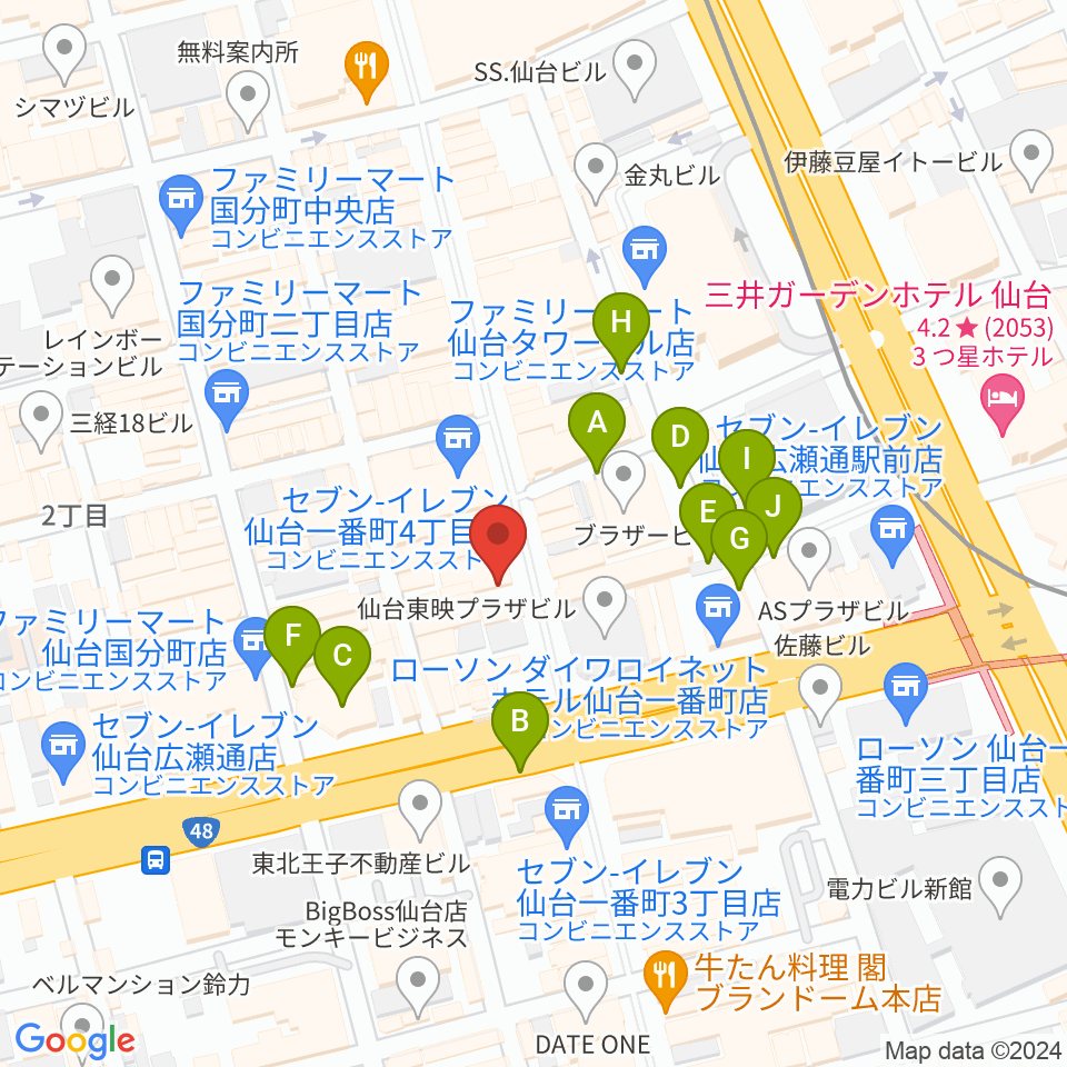 カワイ仙台周辺の駐車場・コインパーキング一覧地図