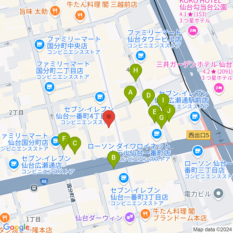 カワイ仙台周辺の駐車場・コインパーキング一覧地図