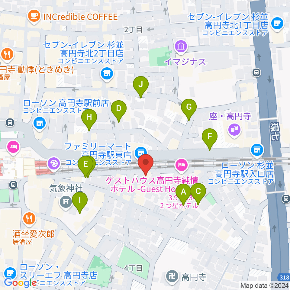 はいから和楽器教室 高円寺校周辺の駐車場・コインパーキング一覧地図