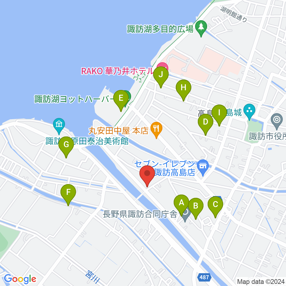 琴光堂和楽器店 諏訪店周辺の駐車場・コインパーキング一覧地図