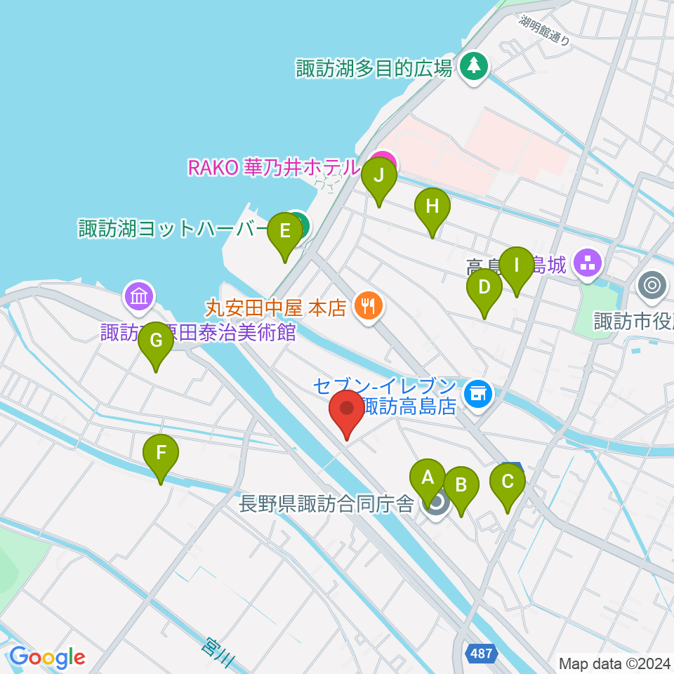 琴光堂和楽器店 諏訪店周辺の駐車場・コインパーキング一覧地図