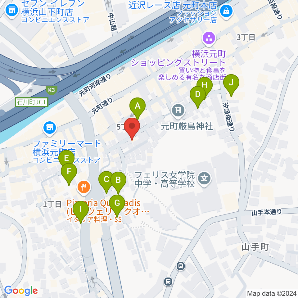 元町弦楽器 LA CANTINA周辺の駐車場・コインパーキング一覧地図