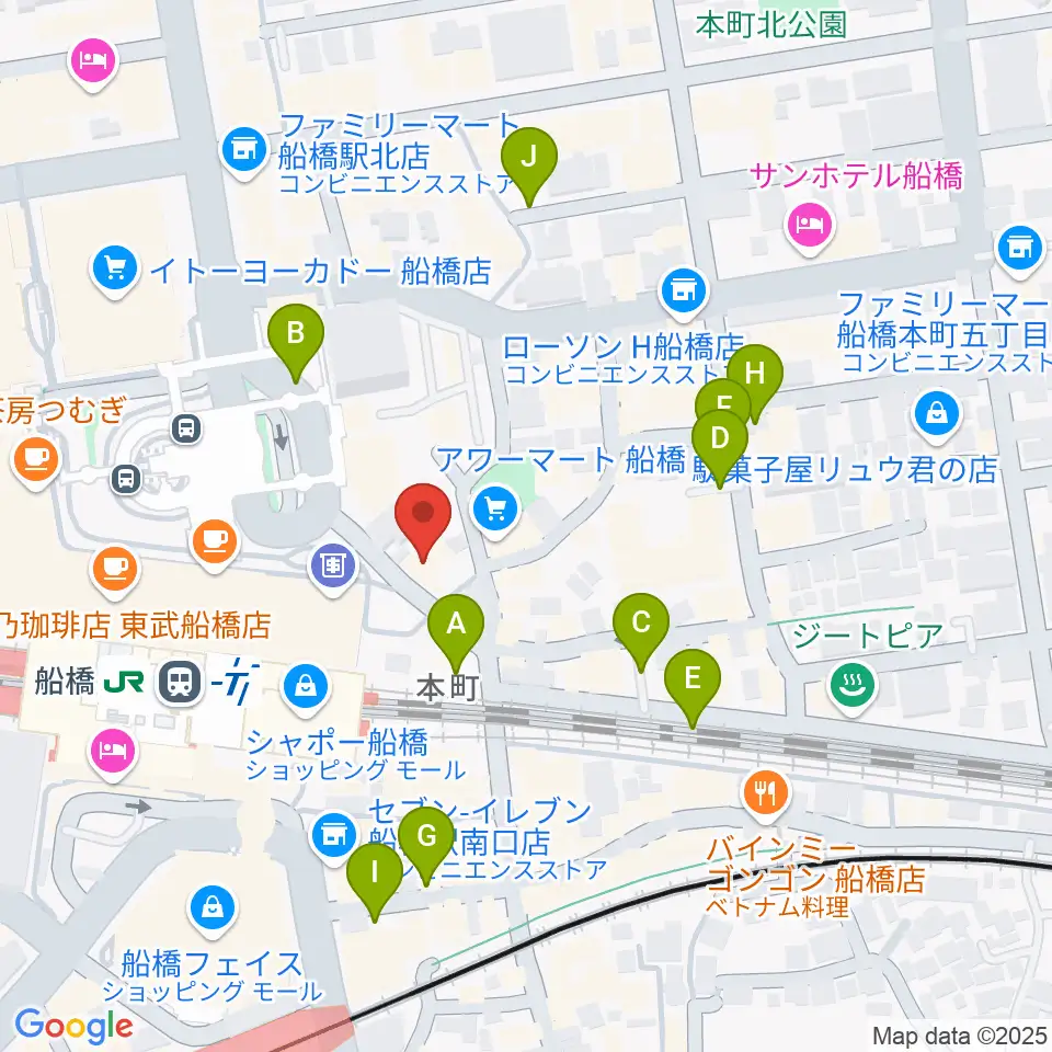 YuMe VOCAL SCHOOL 千葉船橋校周辺の駐車場・コインパーキング一覧地図