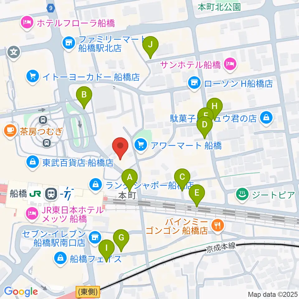 YuMe VOCAL SCHOOL 千葉船橋校周辺の駐車場・コインパーキング一覧地図