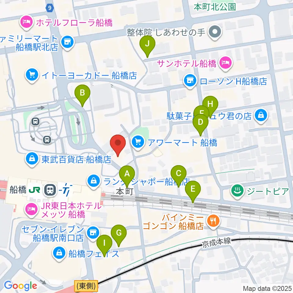 YuMe VOCAL SCHOOL 千葉船橋校周辺の駐車場・コインパーキング一覧地図