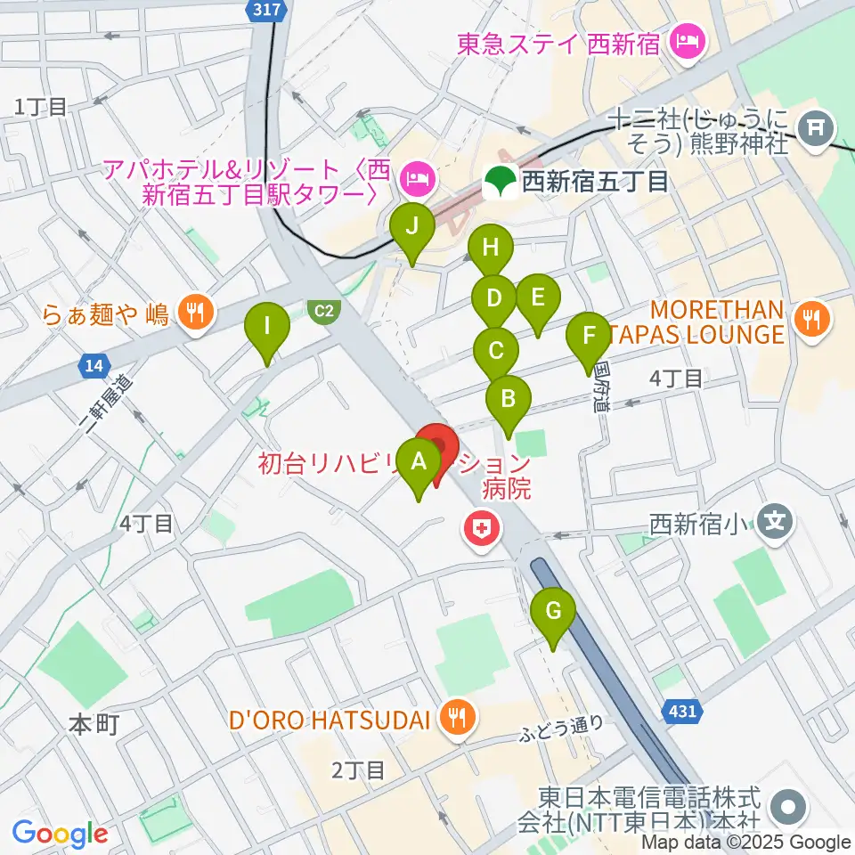 香野弦楽器周辺の駐車場・コインパーキング一覧地図