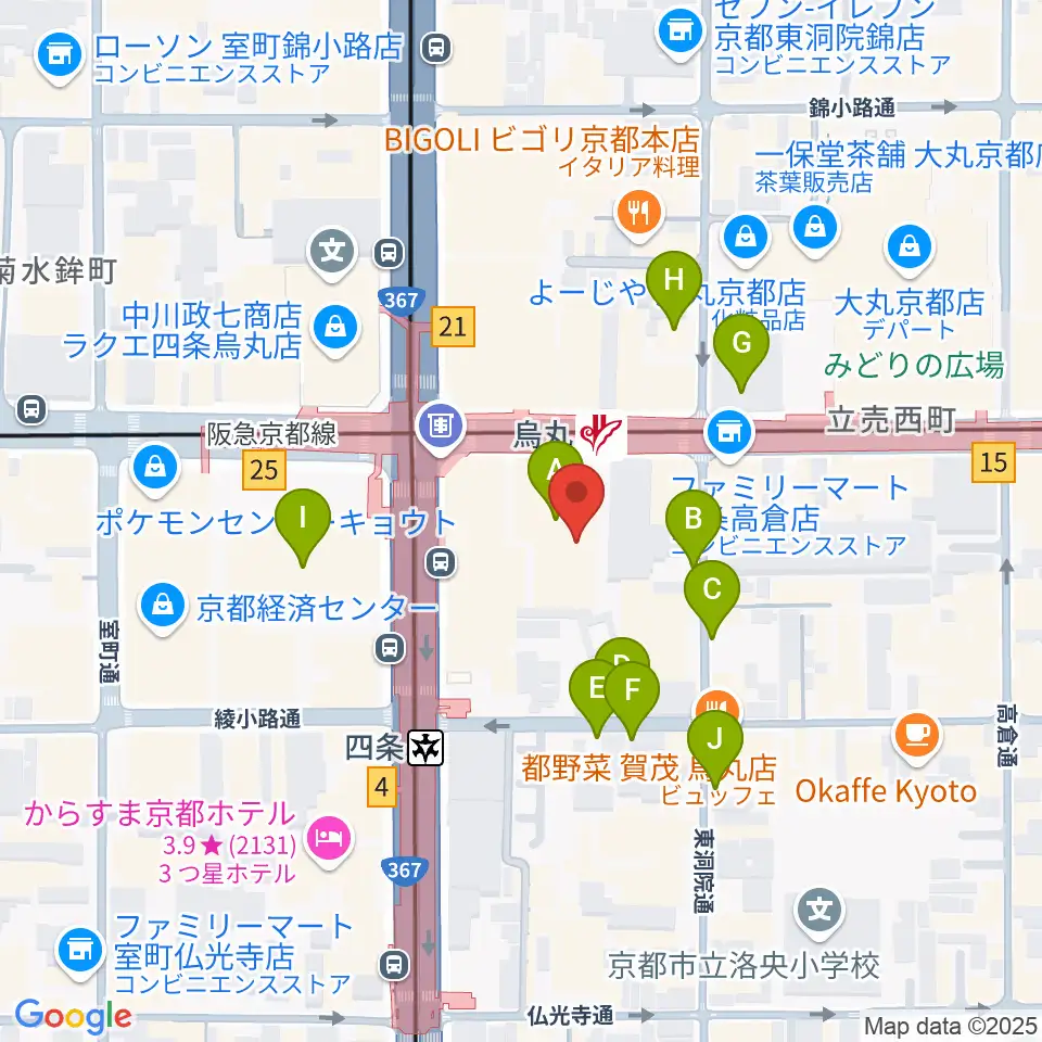 JEUGIAミュージックサロン四条周辺の駐車場・コインパーキング一覧地図