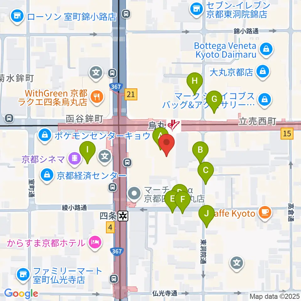 JEUGIAミュージックサロン四条周辺の駐車場・コインパーキング一覧地図