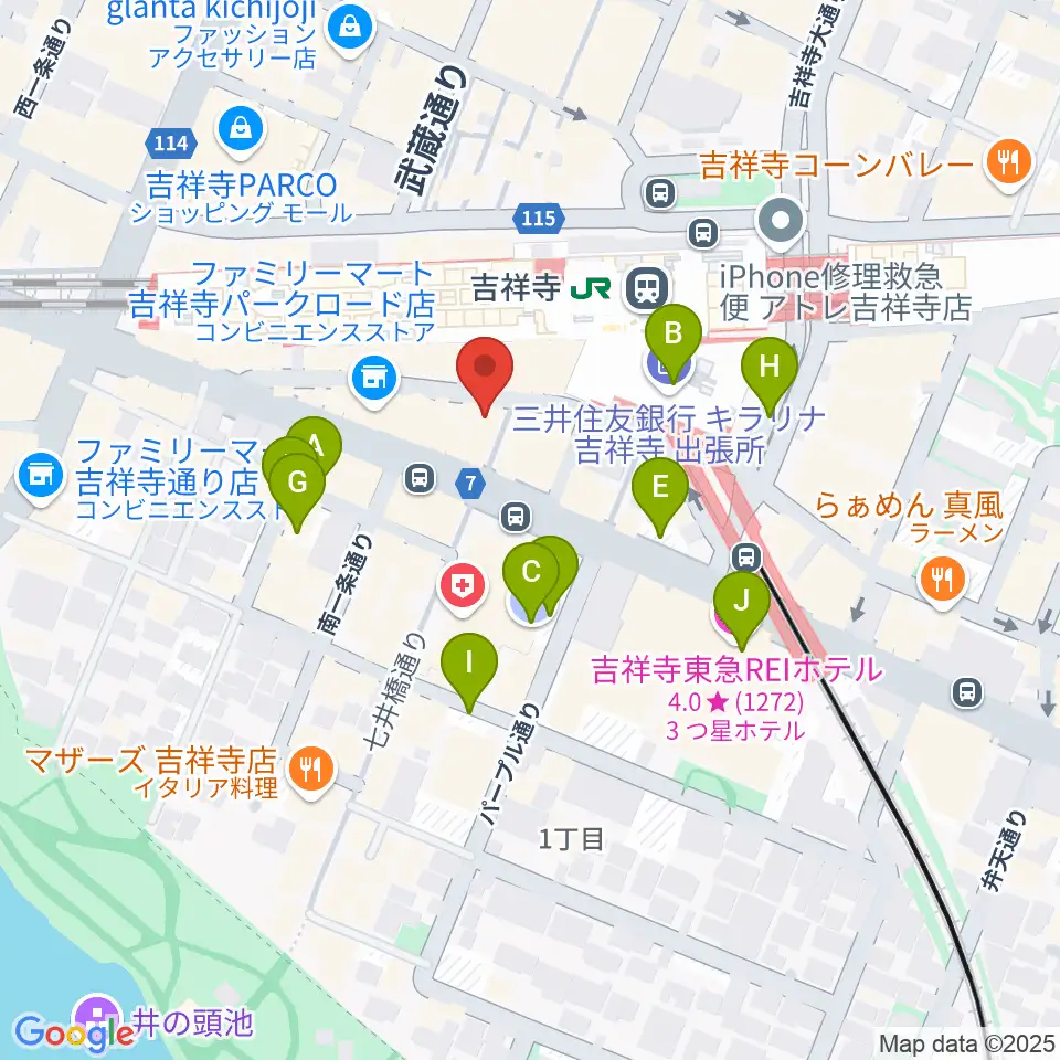 シアーミュージック 吉祥寺校周辺の駐車場・コインパーキング一覧地図