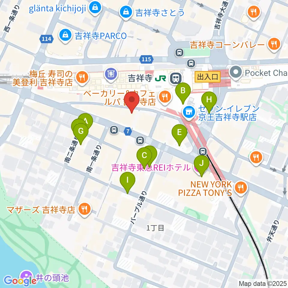 シアーミュージック 吉祥寺校周辺の駐車場・コインパーキング一覧地図