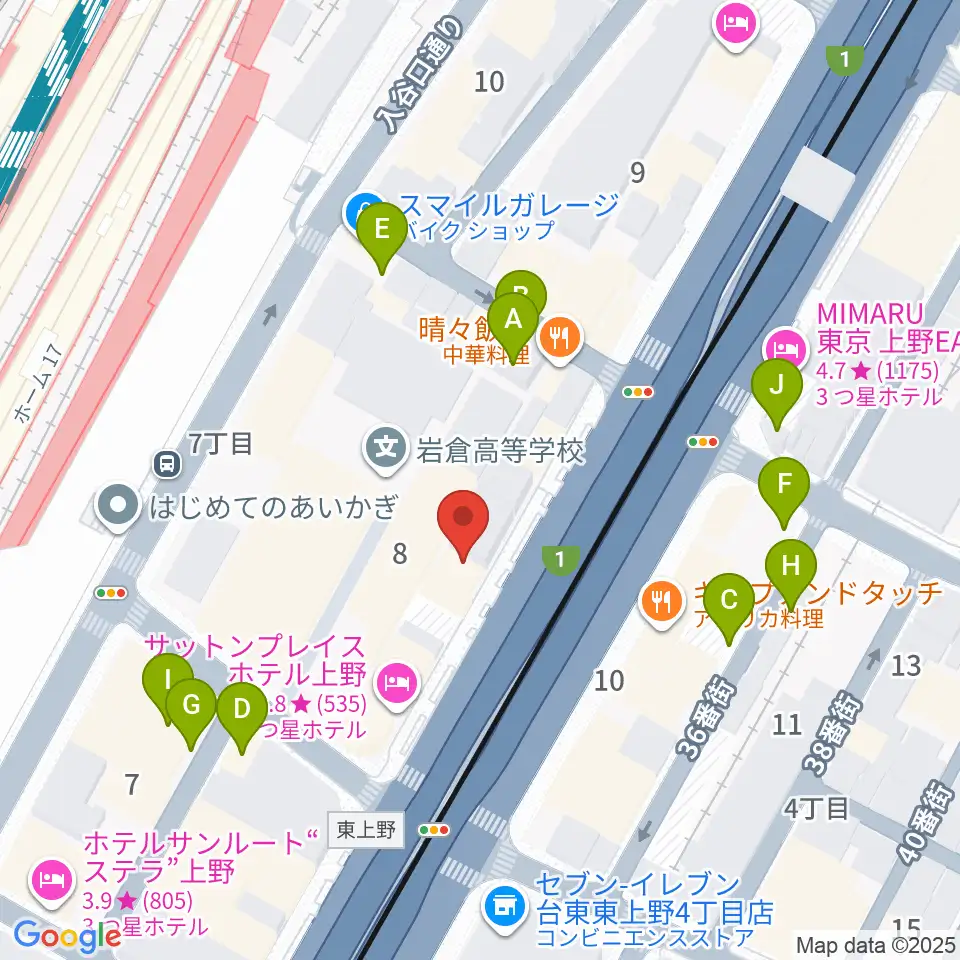 シアーミュージック 上野校周辺の駐車場・コインパーキング一覧地図