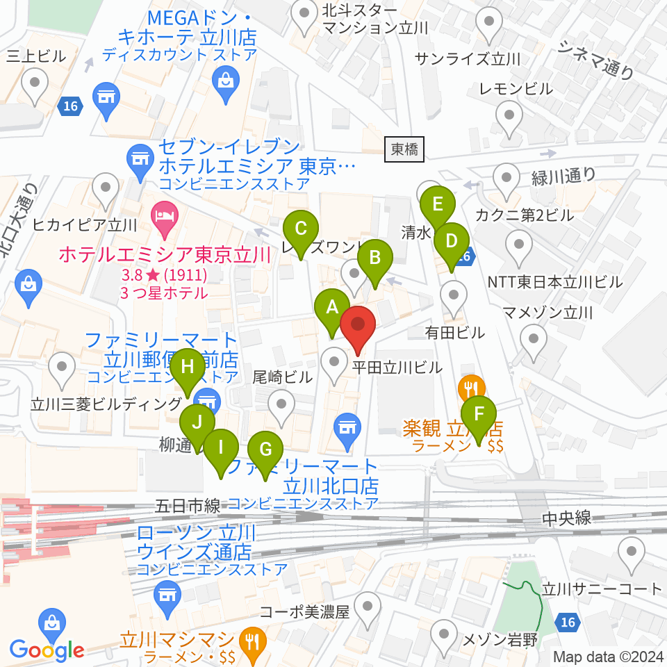 シアーミュージック立川校周辺の駐車場・コインパーキング一覧地図