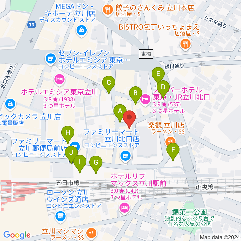 シアーミュージック立川校周辺の駐車場・コインパーキング一覧地図