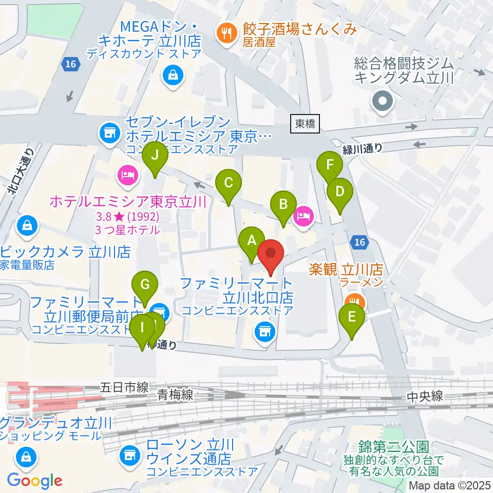シアーミュージック立川校周辺の駐車場・コインパーキング一覧地図