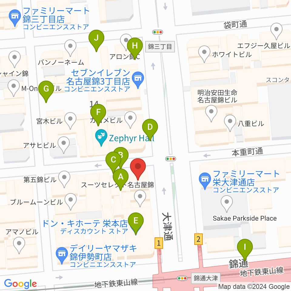 シアーミュージック 栄校周辺の駐車場・コインパーキング一覧地図