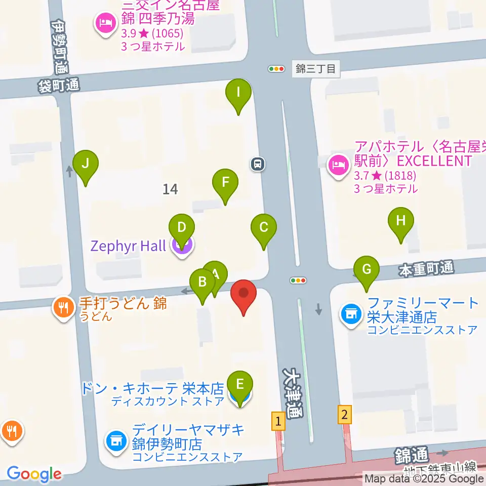 シアーミュージック 栄校周辺の駐車場・コインパーキング一覧地図