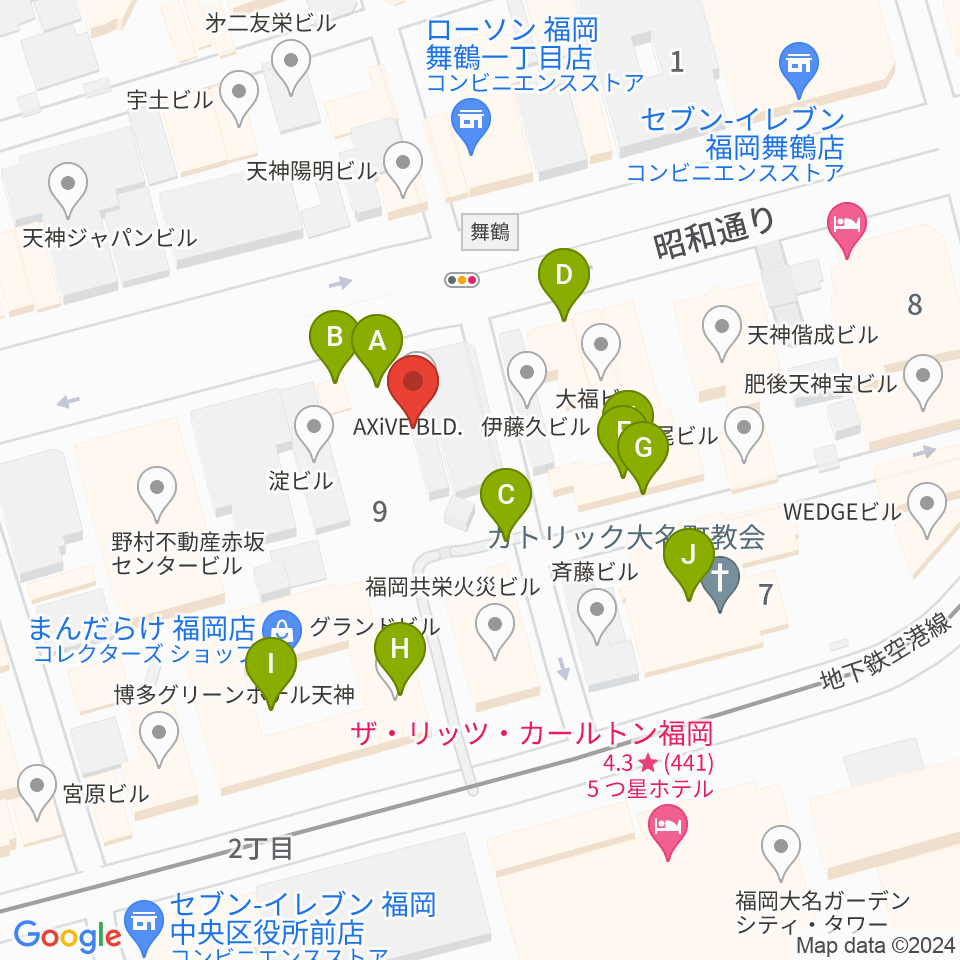 シアーミュージック福岡天神校周辺の駐車場・コインパーキング一覧地図