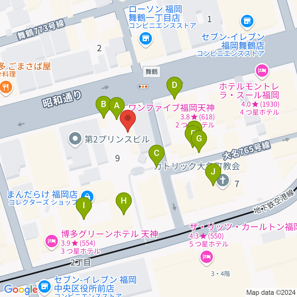 シアーミュージック福岡天神校周辺の駐車場・コインパーキング一覧地図