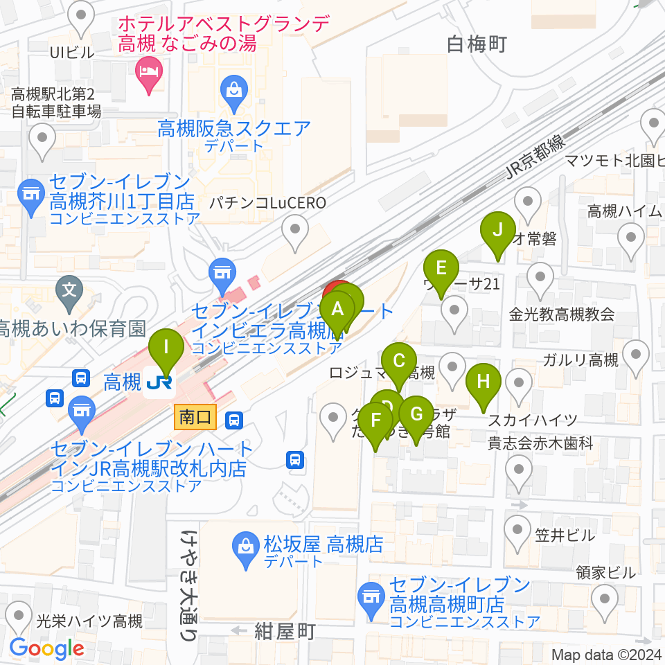 クロスパル高槻周辺の駐車場・コインパーキング一覧地図