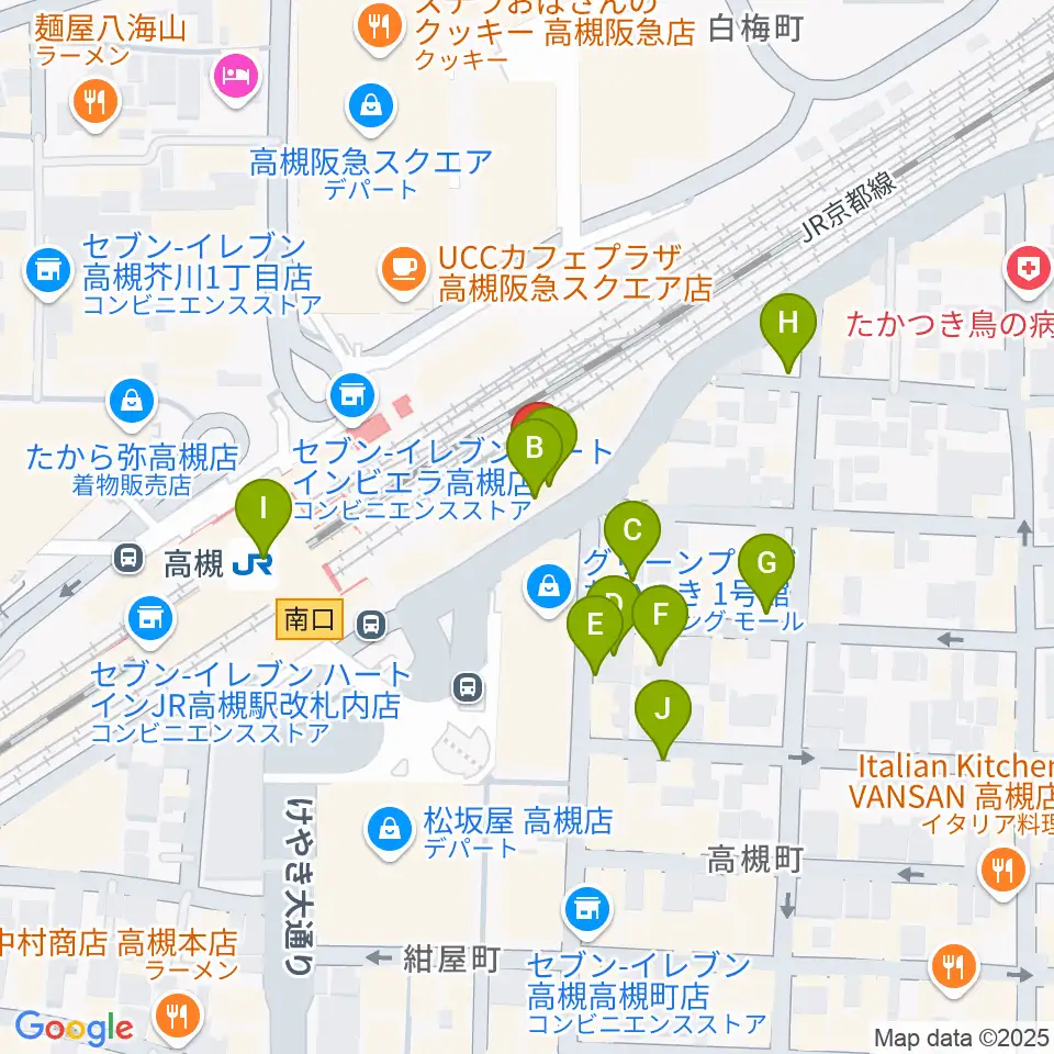 クロスパル高槻周辺の駐車場・コインパーキング一覧地図