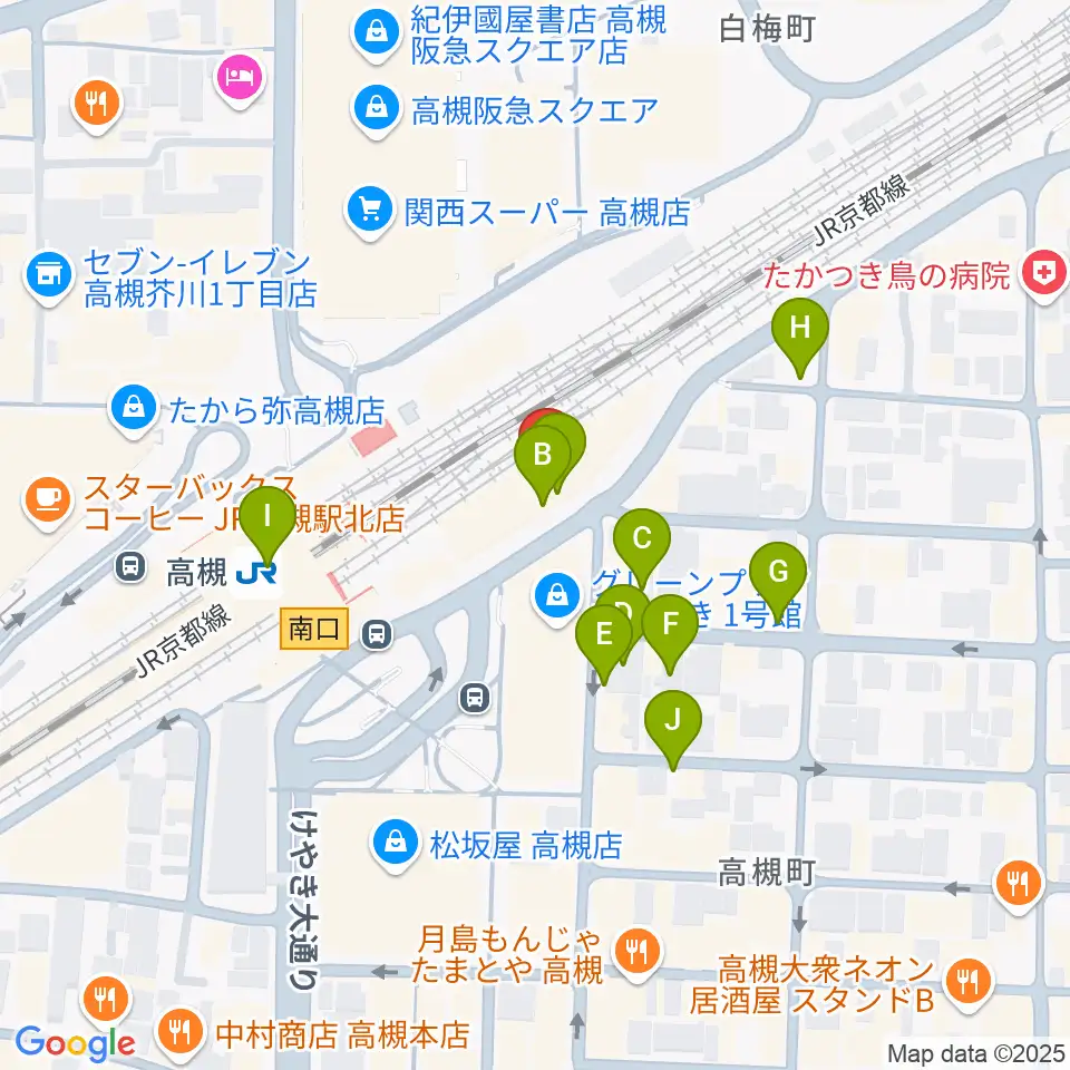 クロスパル高槻周辺の駐車場・コインパーキング一覧地図