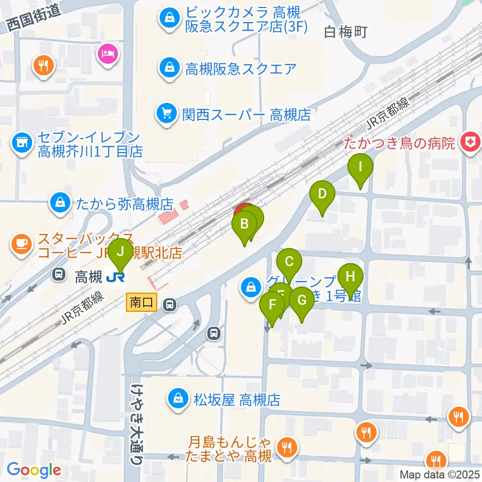 クロスパル高槻周辺の駐車場・コインパーキング一覧地図