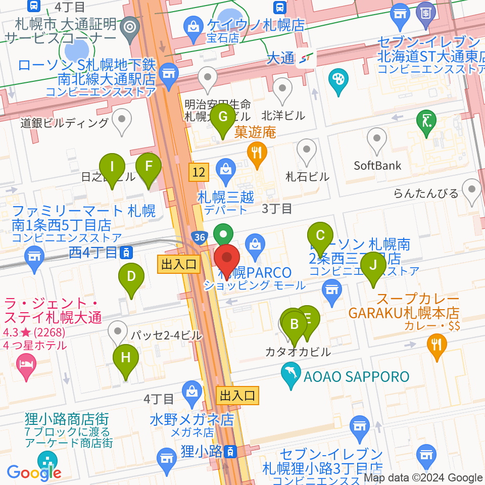 島村楽器 札幌パルコ店 周辺の駐車場・コインパーキング一覧地図