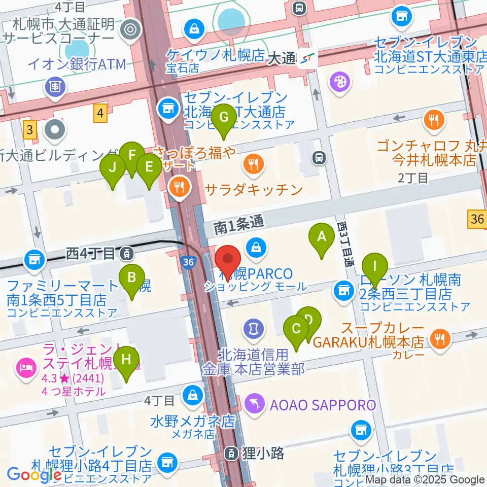 島村楽器 札幌パルコ店 周辺の駐車場・コインパーキング一覧地図