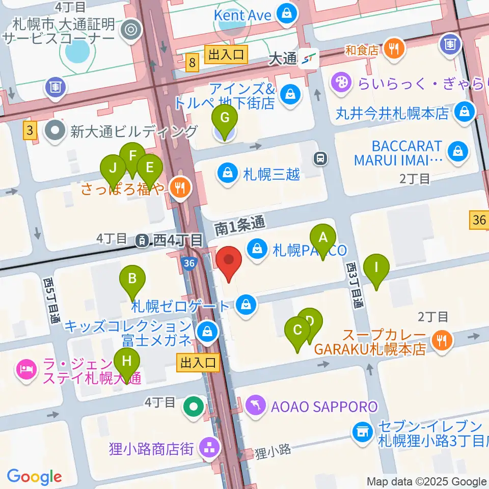 島村楽器 札幌パルコ店 周辺の駐車場・コインパーキング一覧地図