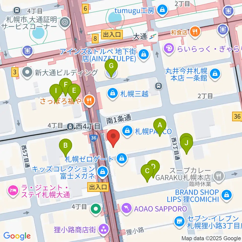 島村楽器 札幌パルコ店 周辺の駐車場・コインパーキング一覧地図
