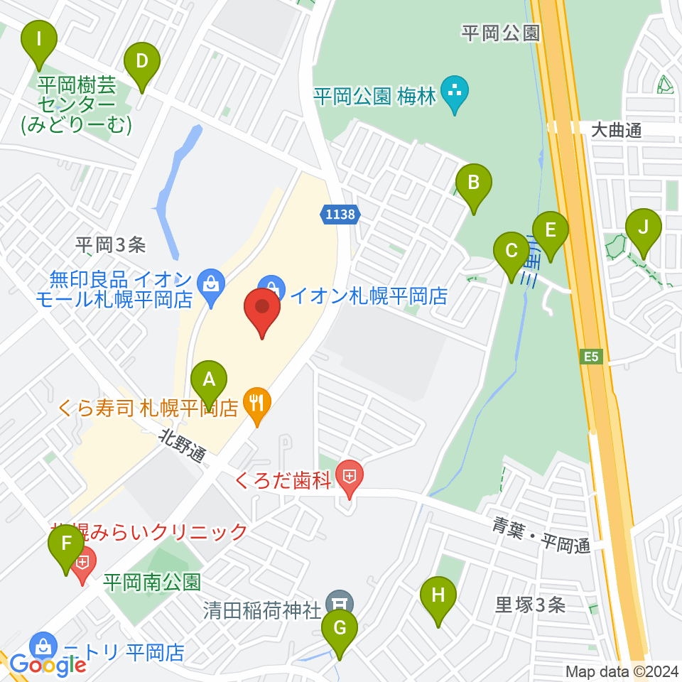 島村楽器 イオンモール札幌平岡店周辺の駐車場・コインパーキング一覧地図