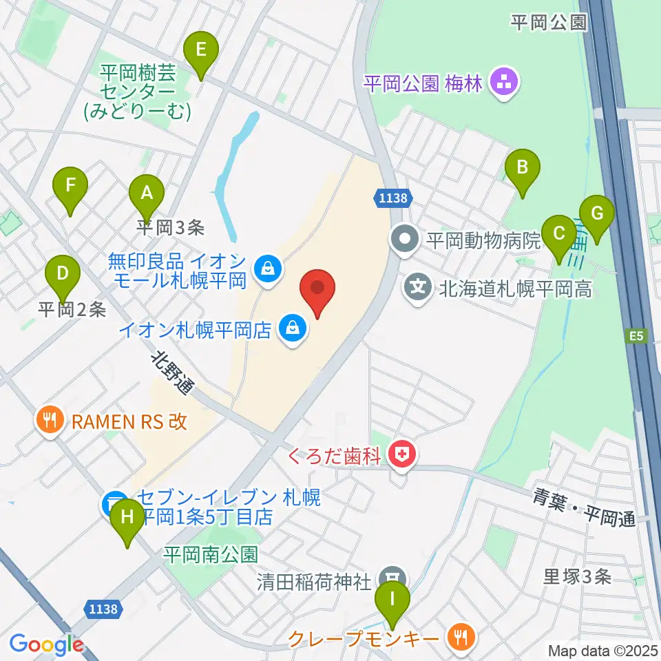 島村楽器 イオンモール札幌平岡店周辺の駐車場・コインパーキング一覧地図