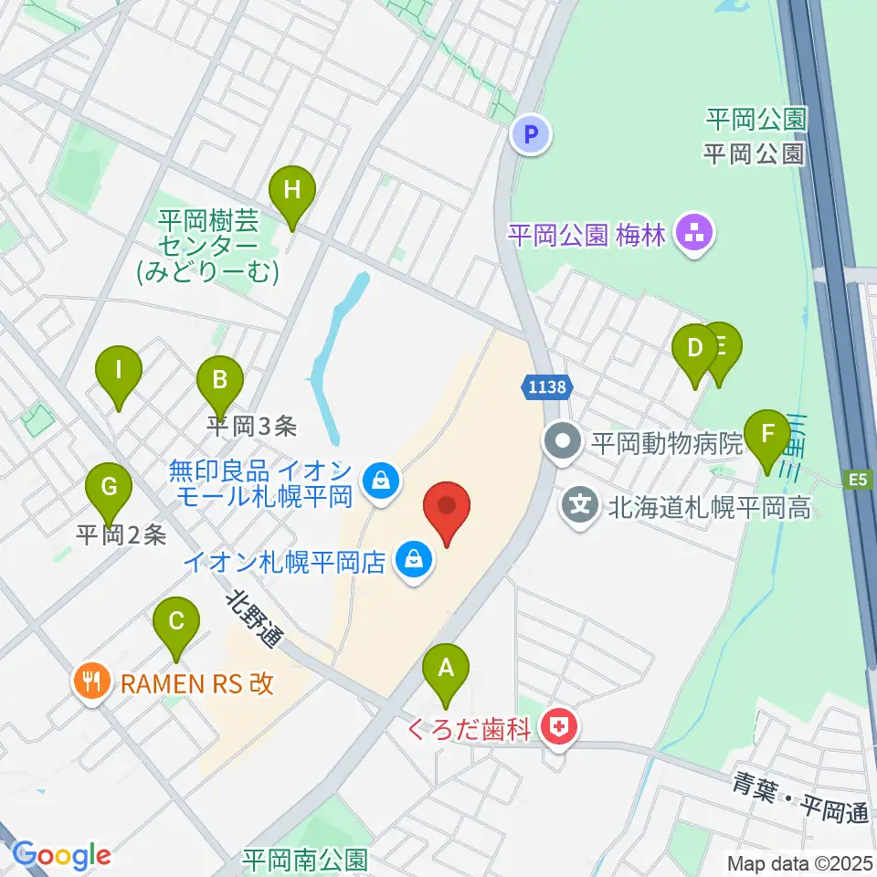 島村楽器 イオンモール札幌平岡店周辺の駐車場・コインパーキング一覧地図