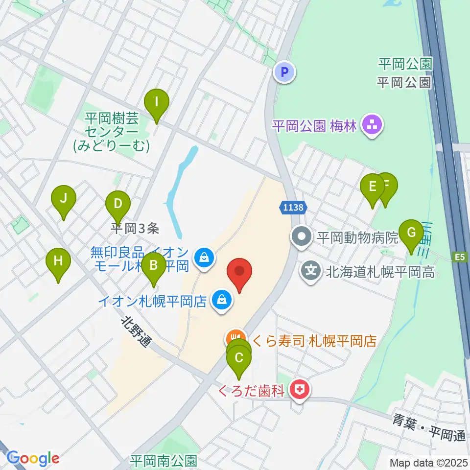島村楽器 イオンモール札幌平岡店周辺の駐車場・コインパーキング一覧地図