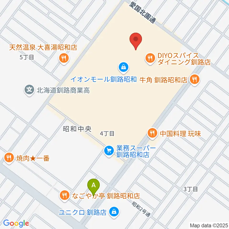 島村楽器 イオンモール釧路昭和店周辺の駐車場・コインパーキング一覧地図