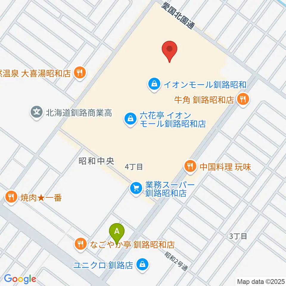 島村楽器 イオンモール釧路昭和店周辺の駐車場・コインパーキング一覧地図
