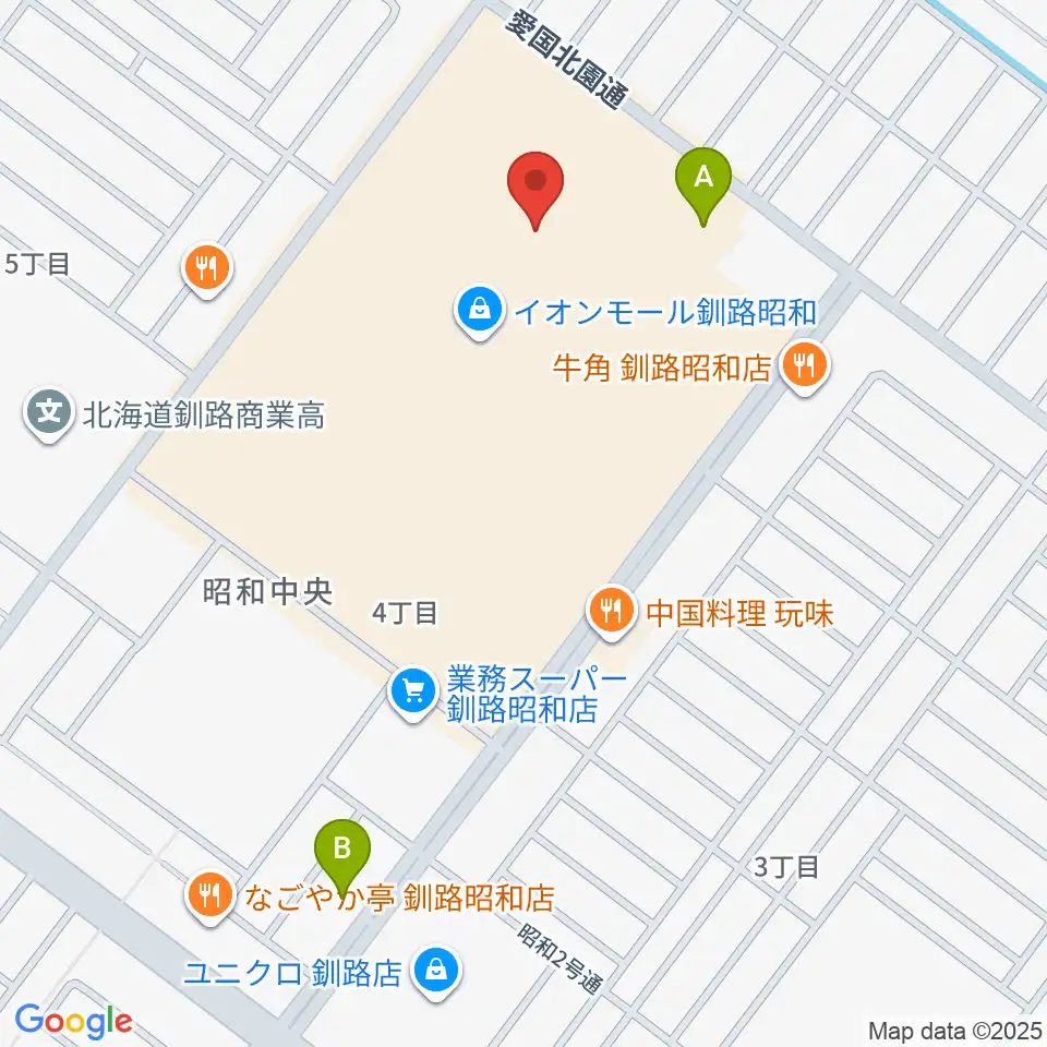 島村楽器 イオンモール釧路昭和店周辺の駐車場・コインパーキング一覧地図
