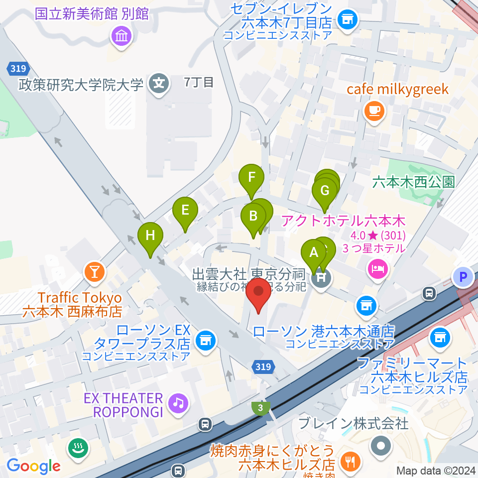 クロスコ六本木スタジオ周辺の駐車場・コインパーキング一覧地図