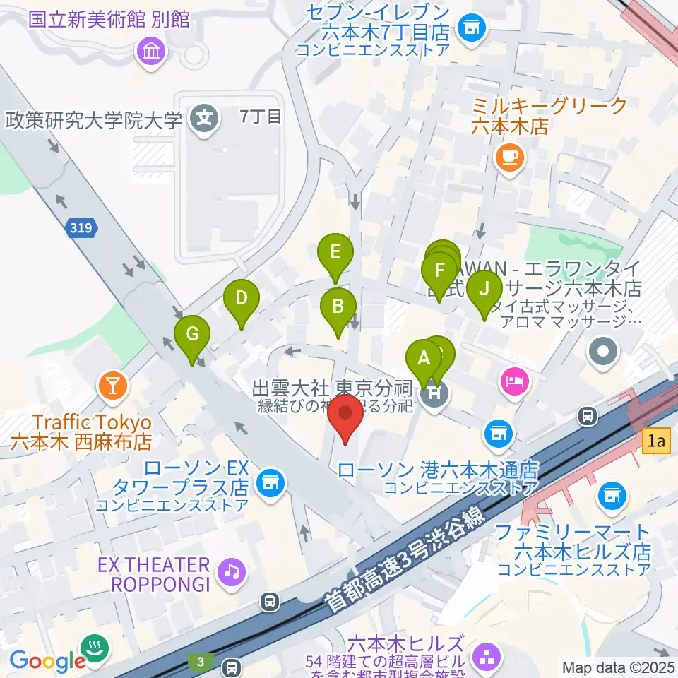 クロスコ六本木スタジオ周辺の駐車場・コインパーキング一覧地図