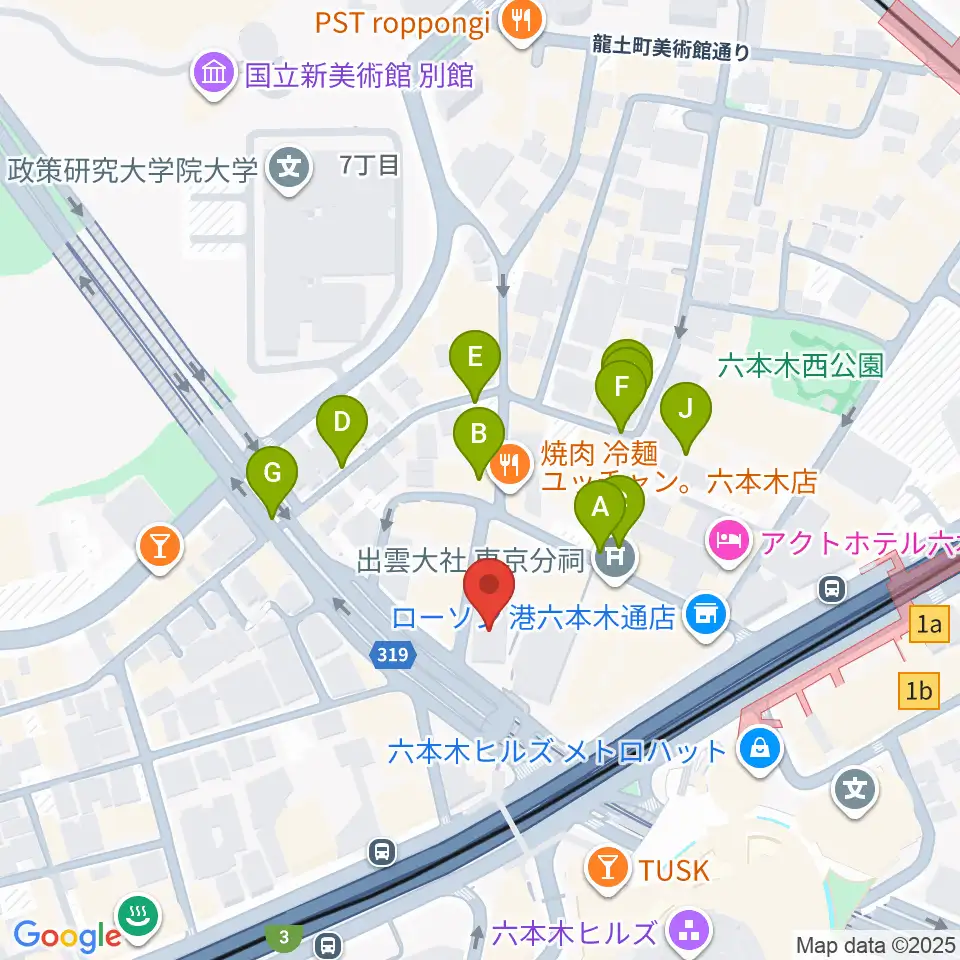 クロスコ六本木スタジオ周辺の駐車場・コインパーキング一覧地図