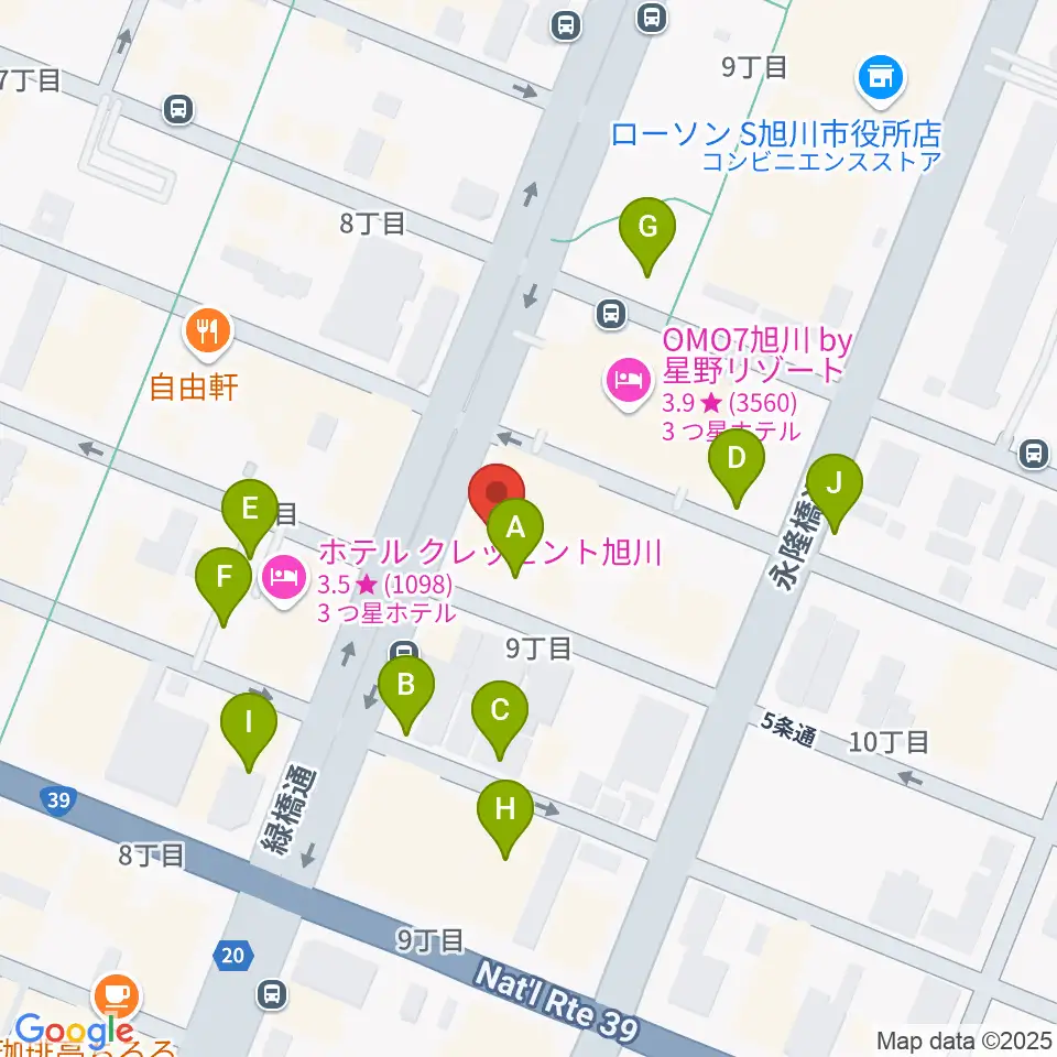 カワイ旭川ショップ周辺の駐車場・コインパーキング一覧地図